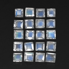 Achetez naturel 2,51ct blanc pierre de lune arc-en-ciel gems, carré, en provenance inde chez gemselect. en stock, livraison internationale!