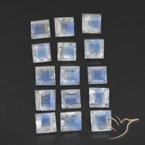 Shop natural 2.18ct Blanc bleuâtre Pierre de lune arc-en-ciel gems, Carré, from Inde at GemSelect. In stock, global shipping!