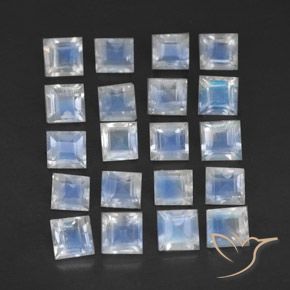 Shop natural 2.70ct Blanc bleuâtre Pierre de lune arc-en-ciel gems, Carré, from Inde at GemSelect. In stock, global shipping!