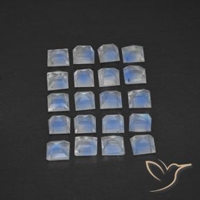 Shop natural 2.70ct Blanc bleuâtre Pierre de lune arc-en-ciel gems, Carré, from Inde at GemSelect. In stock, global shipping!