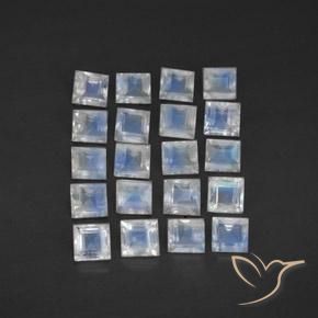 3.12ctw Naturel Blanc bleuâtre Pierre de lune arc-en-ciel, Carré, Transparent