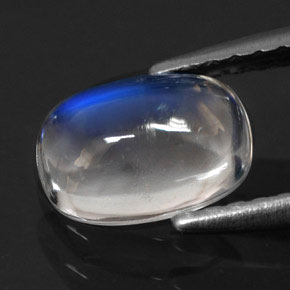 Pierre de lune arc-en-ciel blanc naturelle coupe coussin, 0,90 ct, transparent