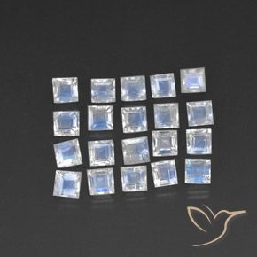 Shop natural 3.61ct Blanc bleuâtre Pierre de lune arc-en-ciel gems, Carré, from Sri Lanka at GemSelect. In stock, global shipping!