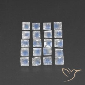 3.82ctw Naturel Blanc bleuâtre Pierre de lune arc-en-ciel, Carré, Transparent