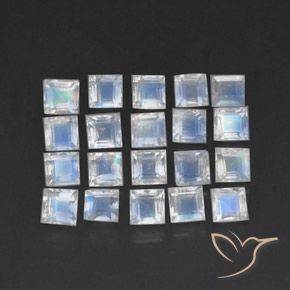 Shop natural 3.74ct Blanc bleuâtre Pierre de lune arc-en-ciel gems, Carré, from Sri Lanka at GemSelect. In stock, global shipping!