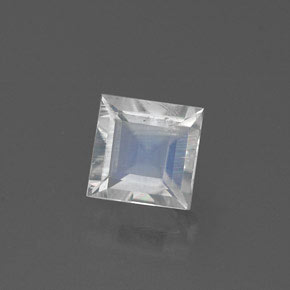 Pierre de lune arc-en-ciel blanc naturelle carré, 0,47 ct, transparent
