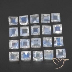 Shop natural 3.33ct Blanc bleuâtre Pierre de lune arc-en-ciel gems, Carré, from Sri Lanka at GemSelect. In stock, global shipping!