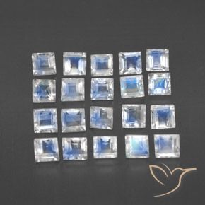 Shop natural 3.65ct Blanc bleuâtre Pierre de lune arc-en-ciel gems, Carré, from Sri Lanka at GemSelect. In stock, global shipping!