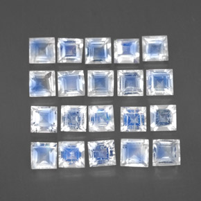 Achetez naturel 2,89ct bleue pierre de lune arc-en-ciel gems, carré, en provenance inde chez gemselect. en stock, livraison internationale!