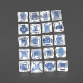 Achetez naturel 2,66ct blanc pierre de lune arc-en-ciel gems, carré, en provenance inde chez gemselect. en stock, livraison internationale!