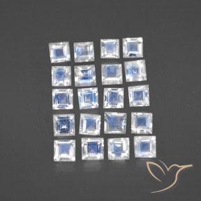 Shop natural 2.89ct Blanc bleuâtre Pierre de lune arc-en-ciel gems, Carré, from Inde at GemSelect. In stock, global shipping!