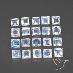 Shop natural 2.63ct Blanc bleuâtre Pierre de lune arc-en-ciel gems, Carré, from Inde at GemSelect. In stock, global shipping!