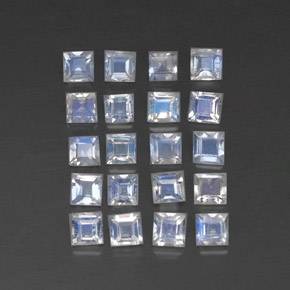 Achetez naturel 2,11ct blanc pierre de lune arc-en-ciel gems, carré, en provenance inde chez gemselect. en stock, livraison internationale!
