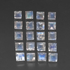 Achetez naturel 3,80ct blanc pierre de lune arc-en-ciel gems, carré, en provenance inde chez gemselect. en stock, livraison internationale!