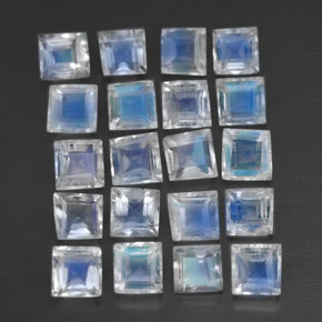 Achetez naturel 2,61ct blanc pierre de lune arc-en-ciel gems, carré, en provenance inde chez gemselect. en stock, livraison internationale!