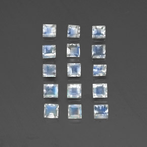 Achetez naturel 1,94ct blanc bleuté pierre de lune arc-en-ciel gems, carré, en provenance inde chez gemselect. en stock, livraison internationale!