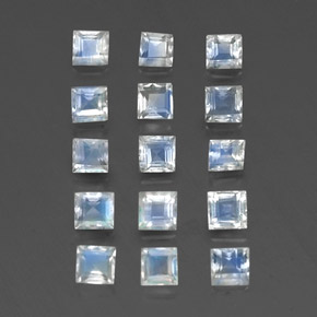 Achetez naturel 1,94ct blanc bleuté pierre de lune arc-en-ciel gems, carré, en provenance inde chez gemselect. en stock, livraison internationale!