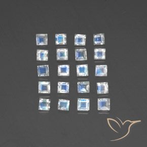 Shop natural 2.85ct Blanc bleuâtre Pierre de lune arc-en-ciel gems, Carré, from Inde at GemSelect. In stock, global shipping!