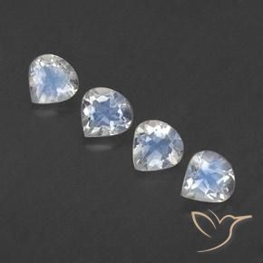 1.50ctw Naturel Blanc bleuâtre Pierre de lune arc-en-ciel, En forme de poire, Transparent
