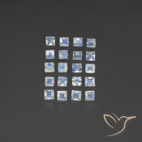 Shop natural 2.91ct Blanc bleuâtre Pierre de lune arc-en-ciel gems, Carré, from Inde at GemSelect. In stock, global shipping!