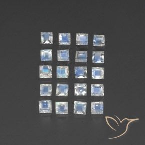 Shop natural 2.91ct Blanc bleuâtre Pierre de lune arc-en-ciel gems, Carré, from Inde at GemSelect. In stock, global shipping!