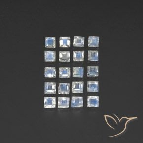 Shop natural 2.42ct Blanc bleuâtre Pierre de lune arc-en-ciel gems, Carré, from Inde at GemSelect. In stock, global shipping!