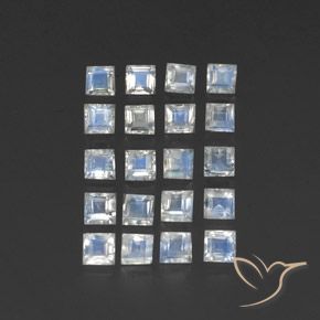 Shop natural 2.42ct Blanc bleuâtre Pierre de lune arc-en-ciel gems, Carré, from Inde at GemSelect. In stock, global shipping!