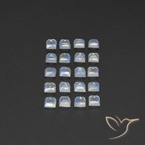 Shop natural 2.42ct Blanc bleuâtre Pierre de lune arc-en-ciel gems, Carré, from Inde at GemSelect. In stock, global shipping!