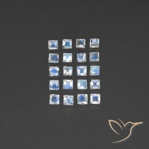 Achetez naturel 2,94ct blanc pierre de lune arc-en-ciel gems, carré, en provenance inde chez gemselect. en stock, livraison internationale!