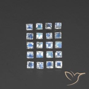 Achetez naturel 2,94ct blanc pierre de lune arc-en-ciel gems, carré, en provenance inde chez gemselect. en stock, livraison internationale!