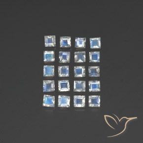 2.74ctw Naturel Blanc bleuâtre Pierre de lune arc-en-ciel, Carré, Transparent