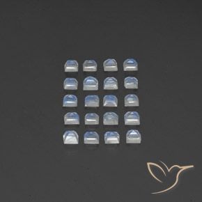 Shop natural 3.37ct Blanc bleuâtre Pierre de lune arc-en-ciel gems, Carré, from Inde at GemSelect. In stock, global shipping!
