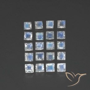 Shop natural 3.06ct Blanc bleuâtre Pierre de lune arc-en-ciel gems, Carré, from Inde at GemSelect. In stock, global shipping!