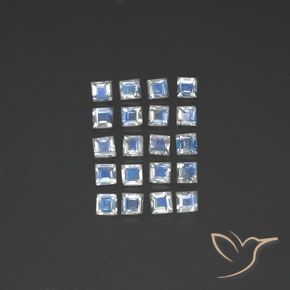 3.25ctw Naturel Blanc bleuâtre Pierre de lune arc-en-ciel, Carré, Transparent