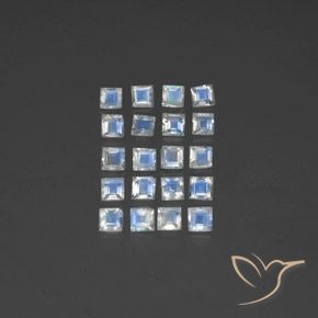 2.95ctw Naturel Blanc bleuâtre Pierre de lune arc-en-ciel, Carré, Transparent