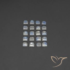 Shop natural 3.44ct Blanc bleuâtre Pierre de lune arc-en-ciel gems, Carré, from Inde at GemSelect. In stock, global shipping!
