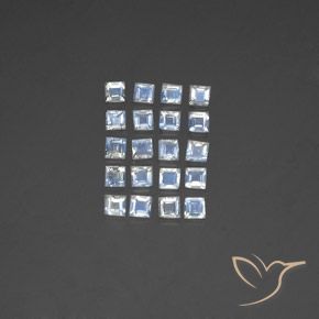 2.60ctw Naturel Blanc bleuâtre Pierre de lune arc-en-ciel, Carré, Transparent