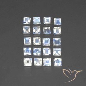 Shop natural 2.66ct Blanc bleuâtre Pierre de lune arc-en-ciel gems, Carré, from Inde at GemSelect. In stock, global shipping!