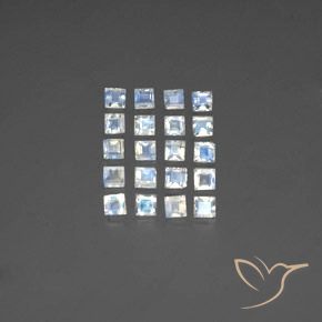 Shop natural 3.16ct Blanc bleuâtre Pierre de lune arc-en-ciel gems, Carré, from Inde at GemSelect. In stock, global shipping!