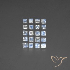 3.26ctw Naturel Blanc bleuâtre Pierre de lune arc-en-ciel, Carré, Transparent