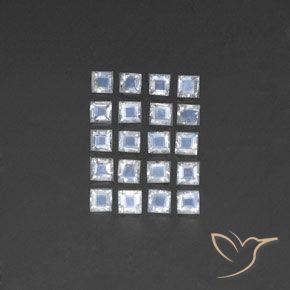 2.68ctw Naturel Blanc bleuâtre Pierre de lune arc-en-ciel, Carré, Transparent / Translucide