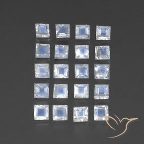 Shop natural 3.14ct Blanc bleuâtre Pierre de lune arc-en-ciel gems, Carré, from Inde at GemSelect. In stock, global shipping!