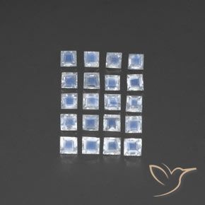 Shop natural 3.09ct Blanc bleuâtre Pierre de lune arc-en-ciel gems, Carré, from Inde at GemSelect. In stock, global shipping!