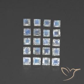 Shop natural 2.53ct Blanc bleuâtre Pierre de lune arc-en-ciel gems, Carré, from Inde at GemSelect. In stock, global shipping!