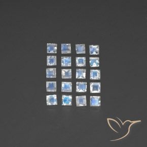 Shop natural 2.70ct Blanc bleuâtre Pierre de lune arc-en-ciel gems, Carré, from Inde at GemSelect. In stock, global shipping!
