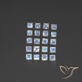 Shop natural 2.88ct Blanc bleuâtre Pierre de lune arc-en-ciel gems, Carré, from Inde at GemSelect. In stock, global shipping!