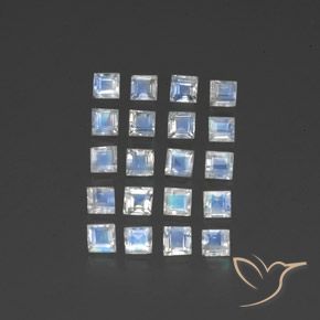 Shop natural 2.88ct Blanc bleuâtre Pierre de lune arc-en-ciel gems, Carré, from Inde at GemSelect. In stock, global shipping!