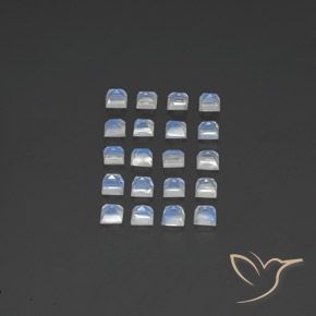 Shop natural 2.88ct Blanc bleuâtre Pierre de lune arc-en-ciel gems, Carré, from Inde at GemSelect. In stock, global shipping!