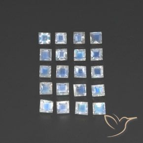 Shop natural 2.90ct Blanc bleuâtre Pierre de lune arc-en-ciel gems, Carré, from Inde at GemSelect. In stock, global shipping!
