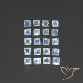 Shop natural 2.83ct Blanc bleuâtre Pierre de lune arc-en-ciel gems, Carré, from Inde at GemSelect. In stock, global shipping!